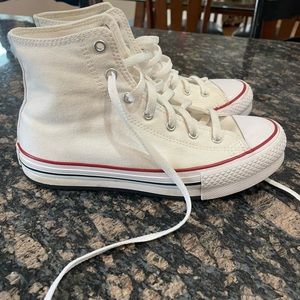 White high top platform converse